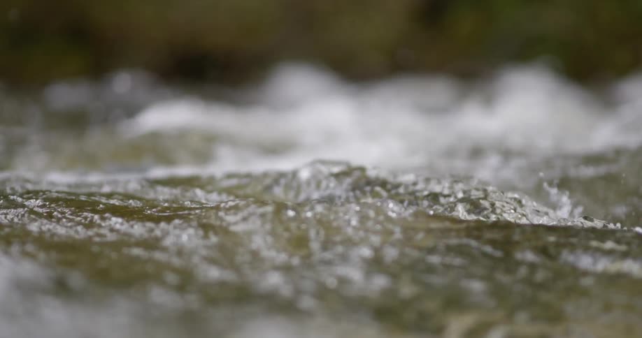 Water splashing as it flows down a river