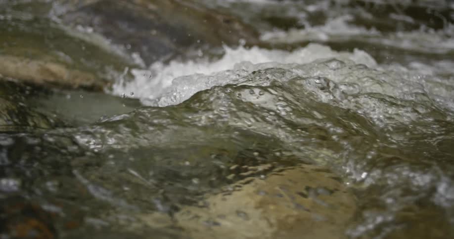 Water splashing as it flows down a river