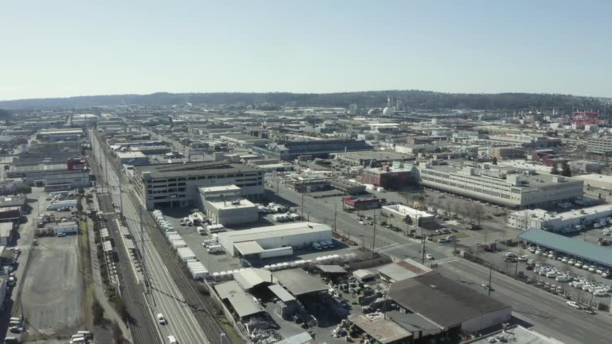 Industrial part of a city on a clear day