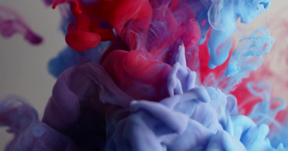 Clouds of dye flow and sink in water