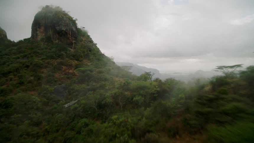 The fog is covering the mountains ahead