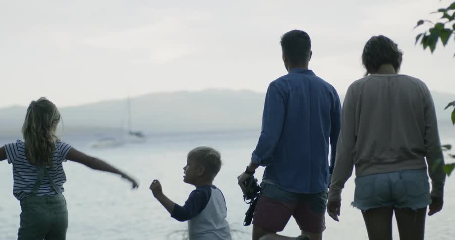 A family are enjoying a summer day at the coast