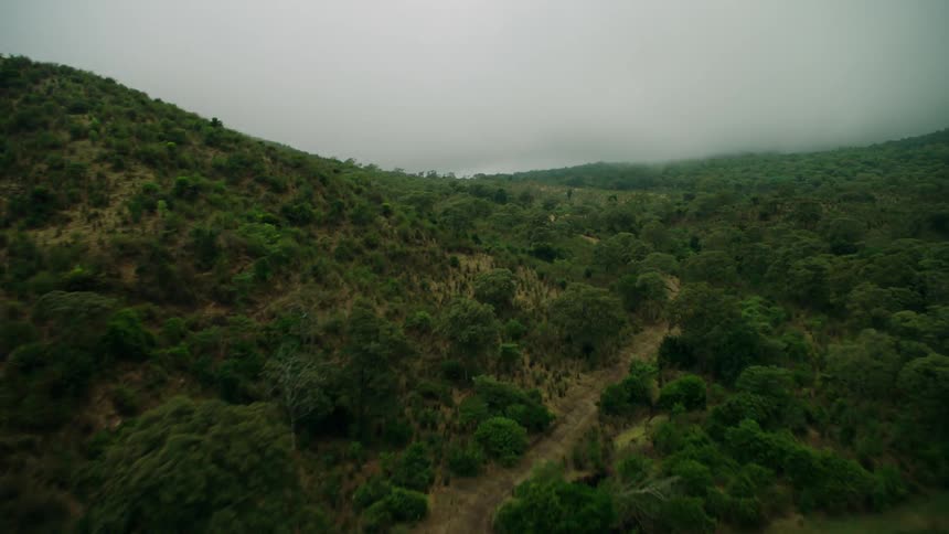 Mountains and valleys on a cloudy day