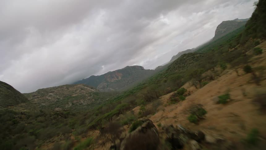 Mountains and valleys on a cloudy day
