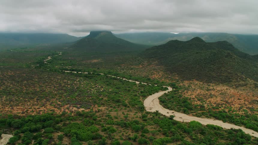 Mountains and valleys on a cloudy day