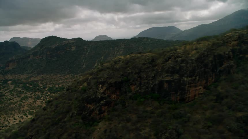Mountains and valleys on a cloudy day