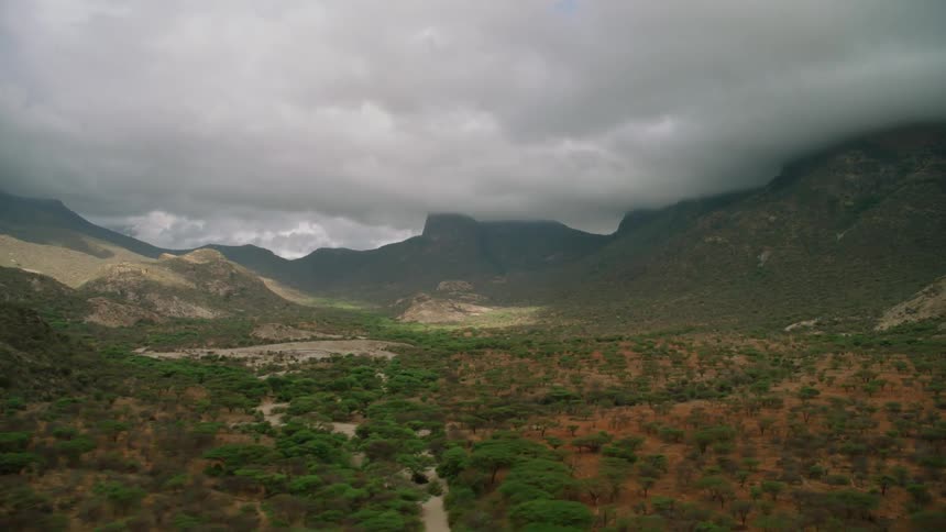 Mountains and valleys on a cloudy day