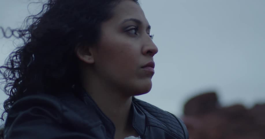 Wind blows through a woman's hair