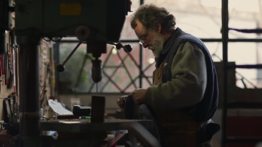 A man works in a workshop