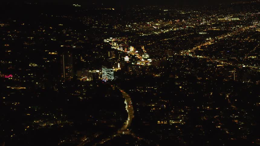 Small city lit up at night