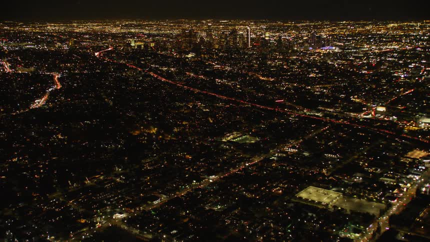The LA Skyline shines bright from a distance