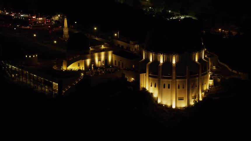 The Griffith Observatory Lights up at Night