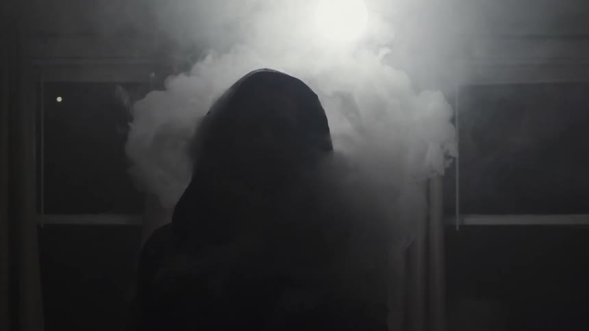 Smoke is covering this man