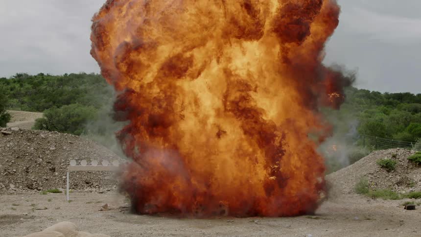 A large stuffed teddy bear is blown up