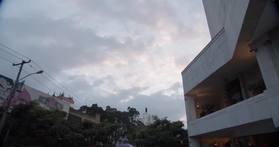 The town is covered with heavy clouds