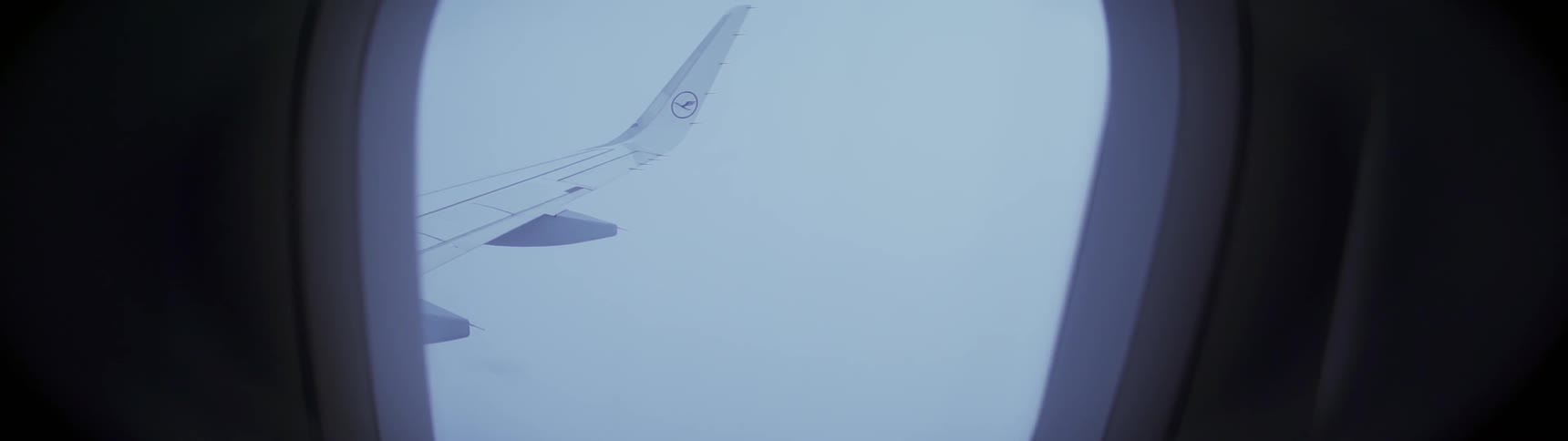 Airplane flies above the clouds