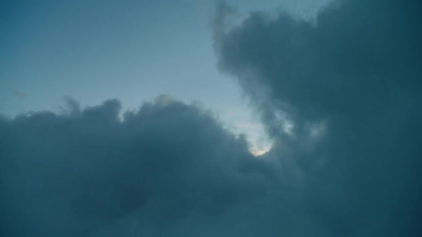 The large clouds roll over the sky