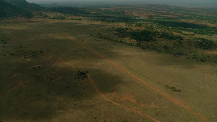 Grass and trees cover the landscape