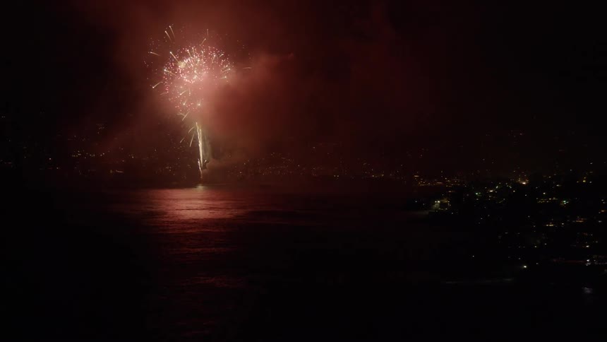 Fireworks explode in the sky