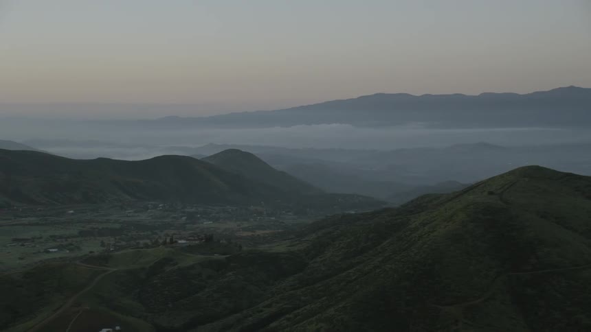The green mountains at dusk