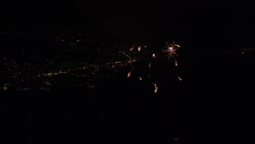 Fireworks explode in the dark night sky
