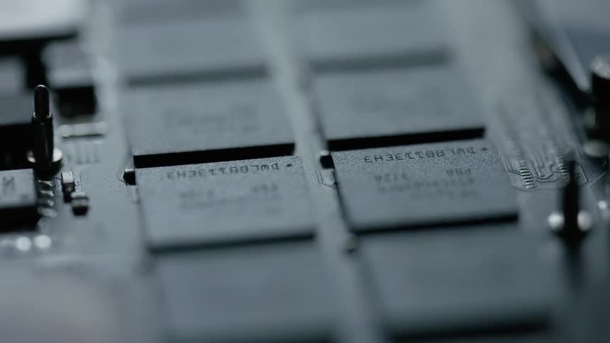 The computer chips are small with labels on each
