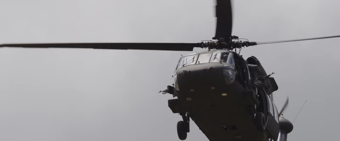 A chopper prepares to land