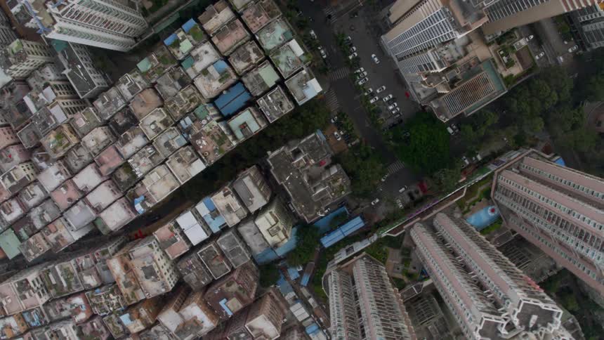 Buildings stand in a city