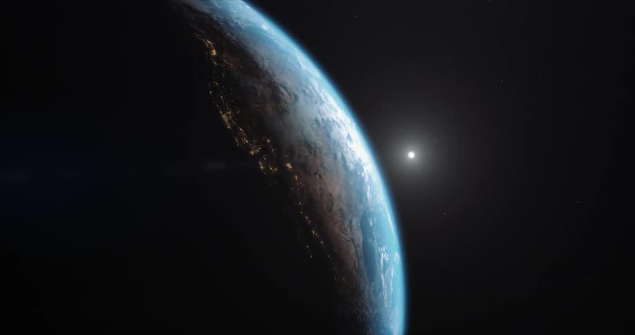 The sun is lighting up the side of the earth
