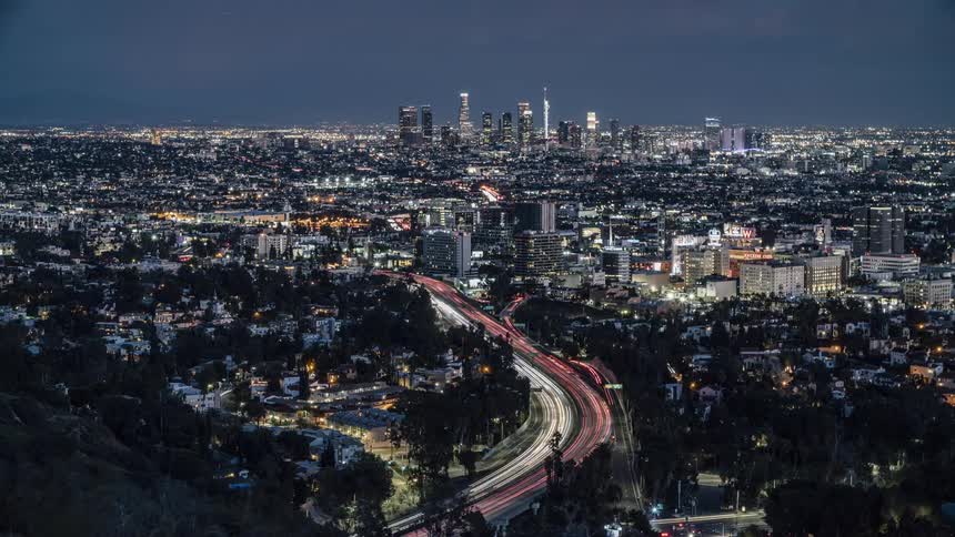 The busy highway leads into the city