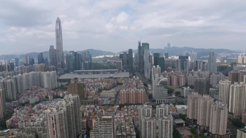 The city has thick clouds above
