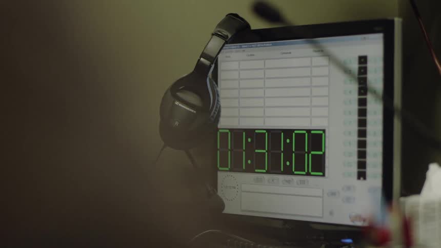The computer screen is counting time off