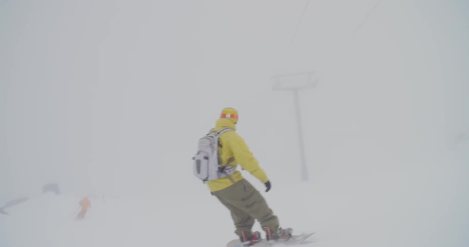 A man is snowboarding