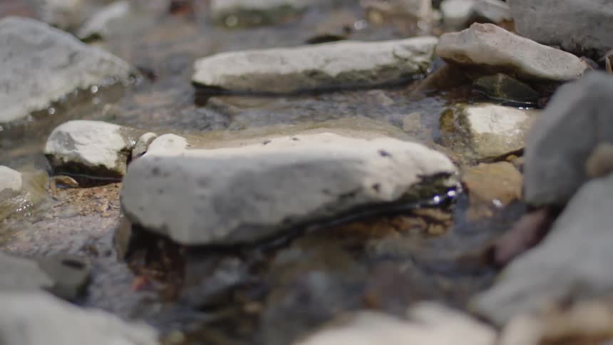 A stream flows through rocks
