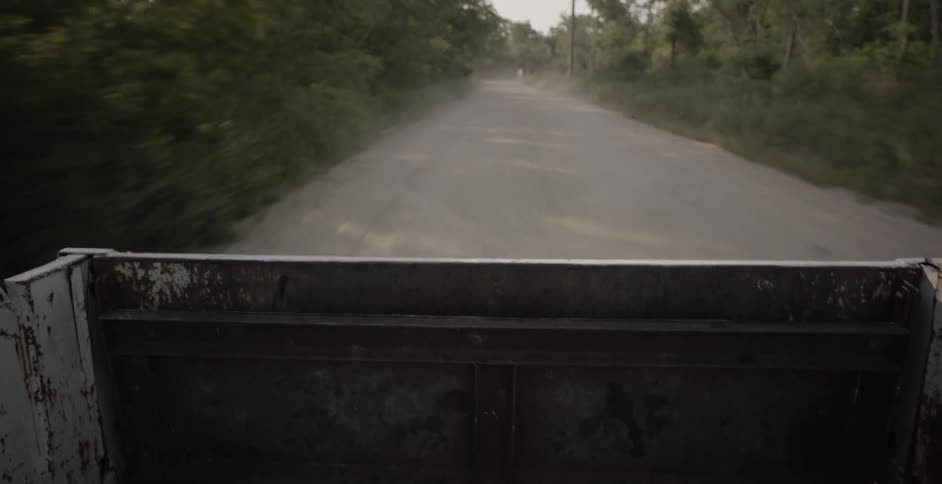 Truck traveling on a dirt road