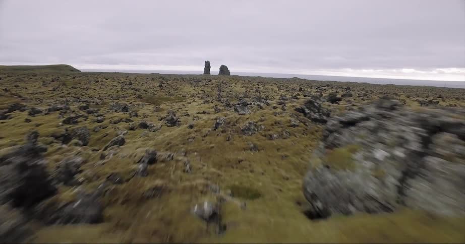 Wilderness splattered with rocks and boulders on cloudy day