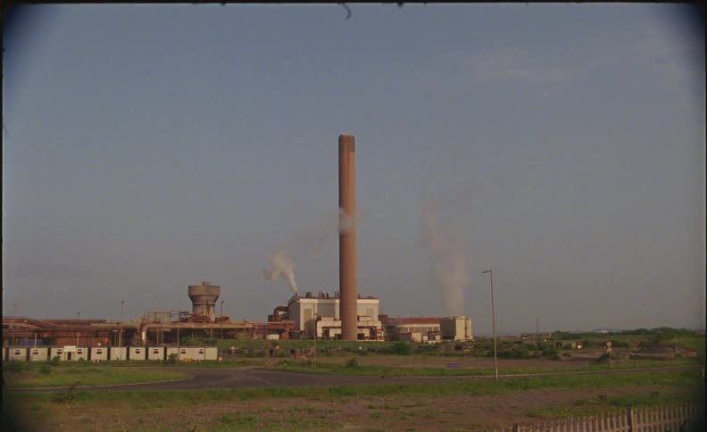 A car drives past the plant ahead