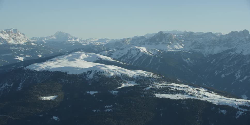 Snow covers mountain peaks