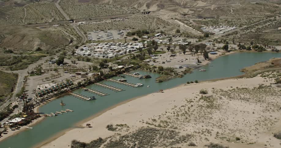 Aerial view of a desert marina