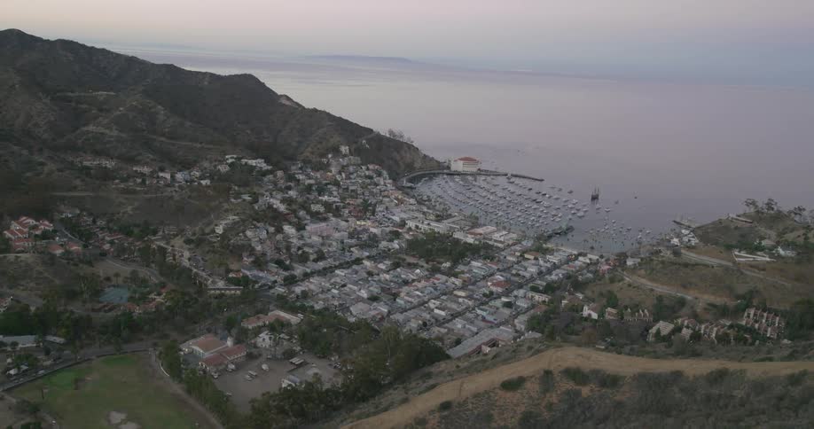 Aerial view of a coastal town
