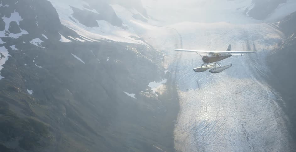 A small plane flies in the sky