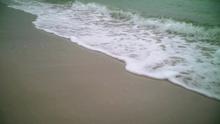 Ocean waves wash ashore a beach