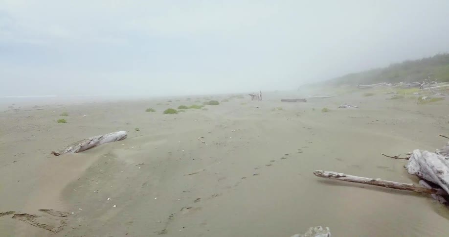 Sandy beach on a cloudy day