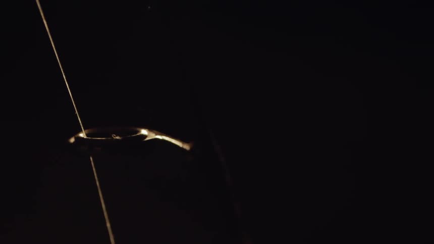 Fishing lure strung through a metal loop