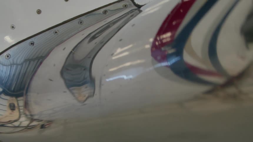 Side of a white airplane