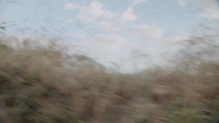 A car travels on a rural road