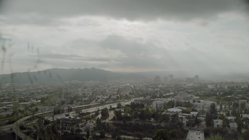 Clouds float above a city