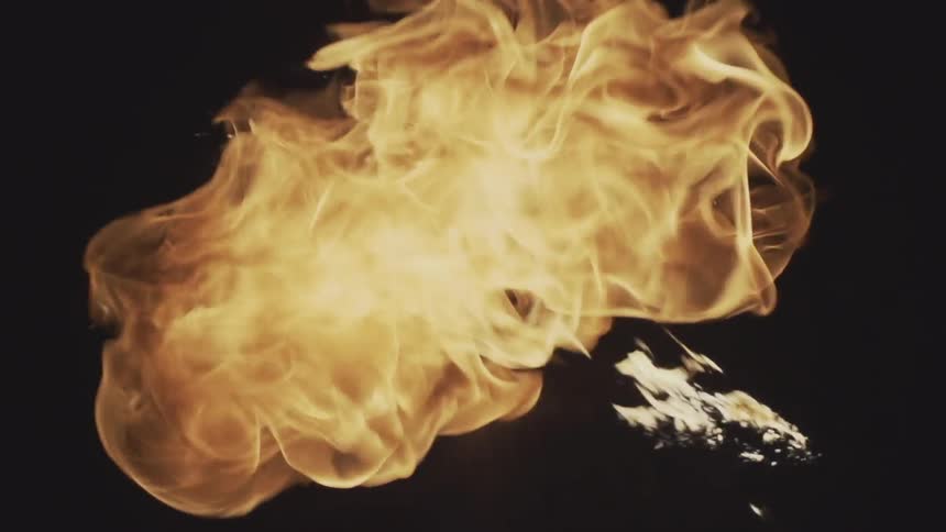 Flame bursting in the night
