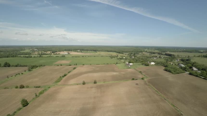 Aerial view of large segmented fields
