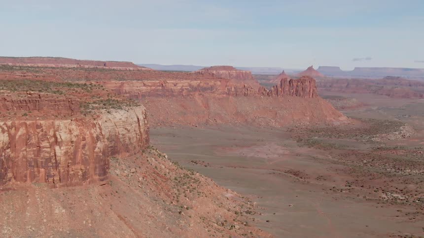 The canyons run into the distance on a cloudy day